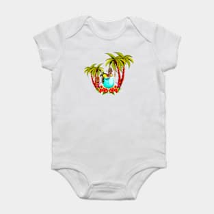 Little mermaid in a glass, tropical design Baby Bodysuit